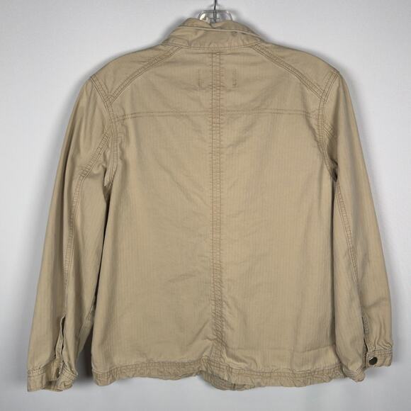 Levi's Cream Khaki Snap Button Casual 100% Cotton Pockets Jacket Women's Size L - Picture 2 of 6